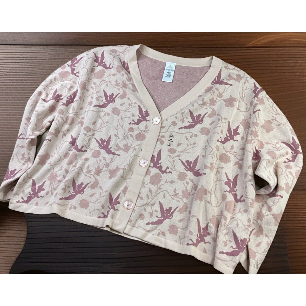 Disney Parks Tinker Bell Cardigan Sweater Dusty Pink Tinkerbell Plus Women Sz 3X - Picture 6 of 8